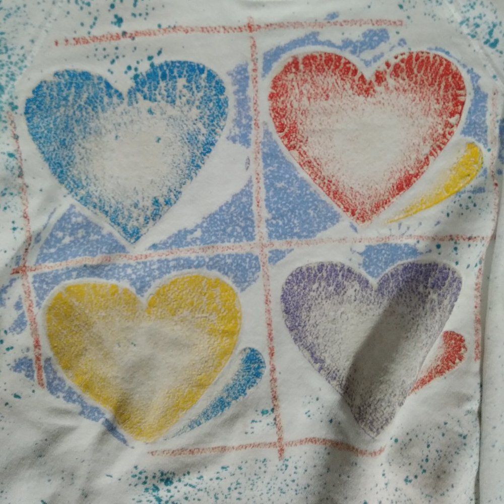 Vintage Hearts Illustration Crewneck Sweatshirt